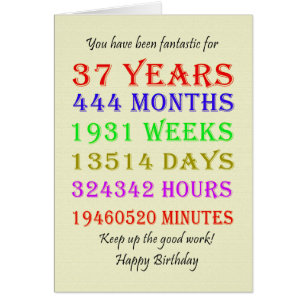 37th Birthday Milestones Cards