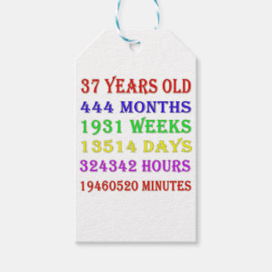 37th Birthday Milestones Gift Tags
