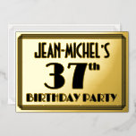 [ Thumbnail: 37th Birthday Party — Art Deco Look “37” + Name Invitation ]