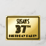 [ Thumbnail: 37th Birthday Party — Art Deco Style “37” & Name Invitation ]