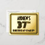 [ Thumbnail: 37th Birthday Party ~ Art Deco Style “37” + Name Postcard ]