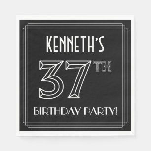 37th Birthday Party: Art Deco Style + Custom Name Napkins
