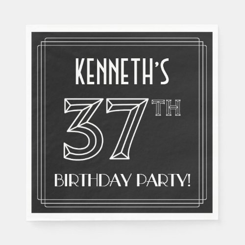 37th Birthday Party Art Deco Style  Custom Name Napkins