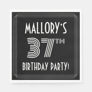 37th Birthday Party: Art Deco Style + Custom Name Napkins