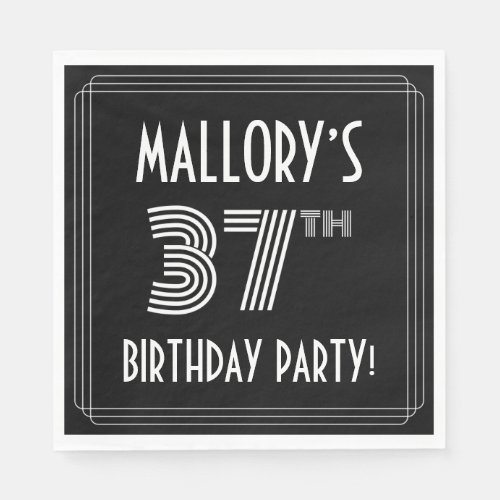 37th Birthday Party Art Deco Style  Custom Name Napkins