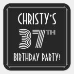[ Thumbnail: 37th Birthday Party: Art Deco Style & Custom Name Sticker ]