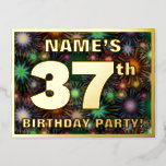 [ Thumbnail: 37th Birthday Party: Bold, Colorful Fireworks Look Postcard ]