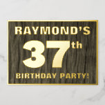 [ Thumbnail: 37th Birthday Party: Bold, Faux Wood Grain Pattern Invitation ]