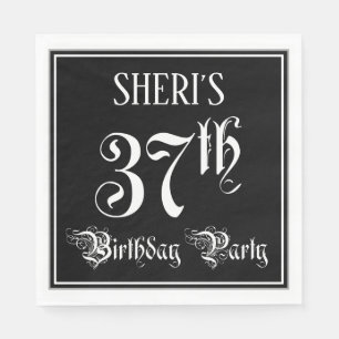 37th Birthday Party — Fancy Script + Custom Name Napkins