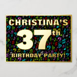 [ Thumbnail: 37th Birthday Party — Fun, Colorful Music Symbols Invitation ]