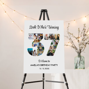37th Birthday Party Number 37 Photo Collage Foam Board