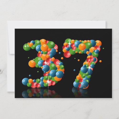 37th Birthday party with bubbles and balls Invitation