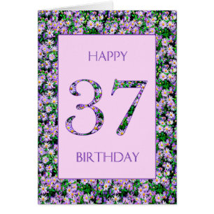 37th Birthday Purple Daisies Cards