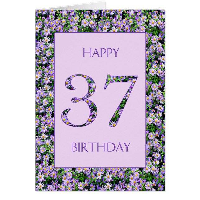 37th Birthday Purple Daisies Cards (Front)