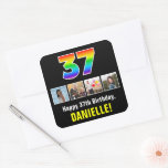[ Thumbnail: 37th Birthday: Rainbow “37”; Custom Photos & Name Sticker ]