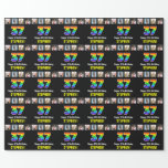 [ Thumbnail: 37th Birthday: Rainbow “37“; Custom Photos & Name Wrapping Paper ]