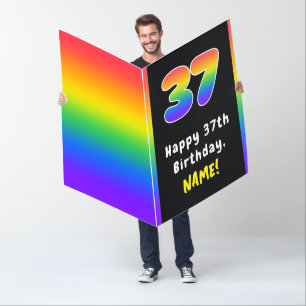 37th Birthday: Rainbow Spectrum # 37, Custom Name Card