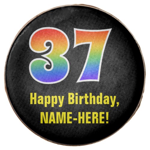 37th Birthday _ Rainbow Spectrum Pattern Number 37 Chocolate Covered Oreo