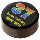 37th Birthday - Rainbow Spectrum Pattern Number 37 Chocolate Covered Oreo (Angled)