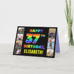 [ Thumbnail: 37th Birthday: Rainbow Text, Custom Photos & Name Card ]