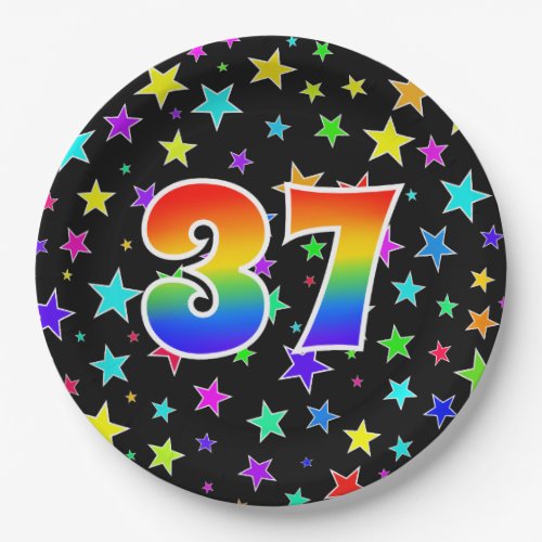 37th Event Bold Fun Colorful Rainbow 37 Paper Plates