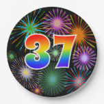[ Thumbnail: 37th Event - Fun, Colorful, Bold, Rainbow 37 Paper Plates ]