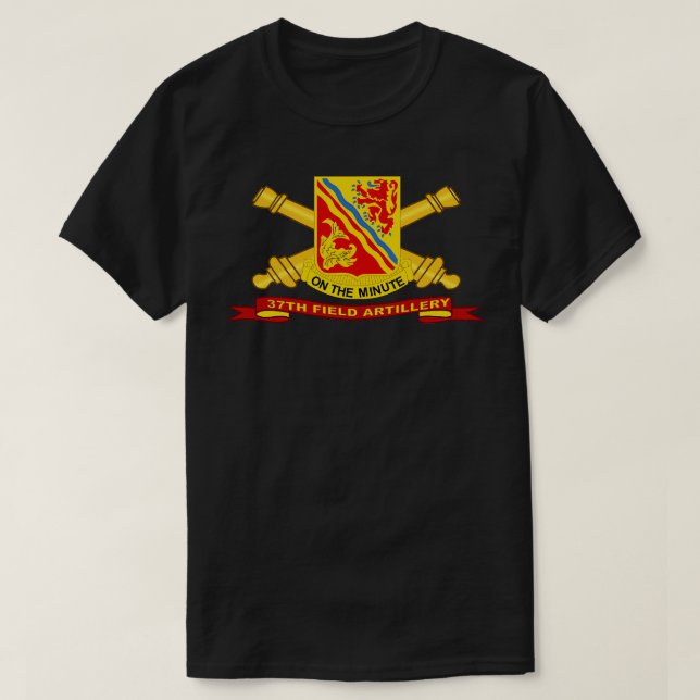 37th Field Artillery w Br Ribbon T-Shirt (Design Front)