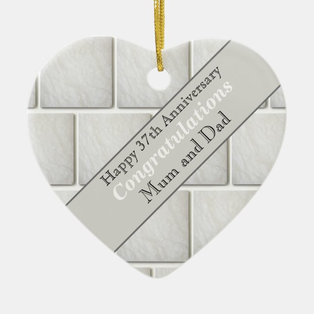 37th Wedding Anniversary Alabaster  Ceramic Ornament (Front)