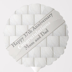37th Wedding Anniversary Alabaster, editable Balloon