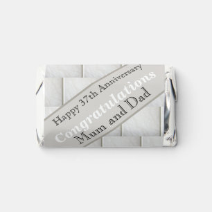 37th Wedding Anniversary Alabaster, editable Hershey's Miniatures