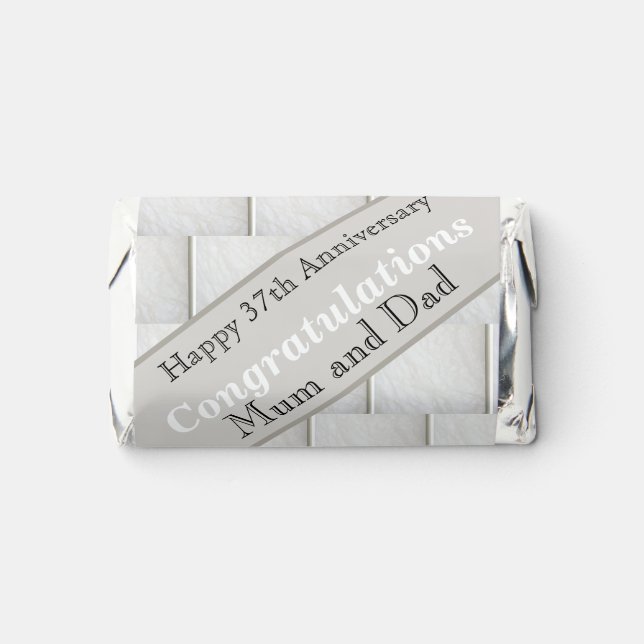 37th Wedding Anniversary Alabaster, editable  Hershey's Miniatures (Front)