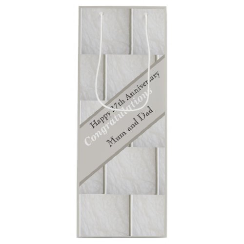 37th Wedding Anniversary Alabaster editable  Wine Gift Bag