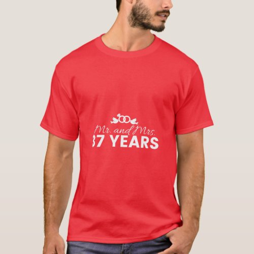 37th Wedding Anniversary Couples Gift  T_Shirt