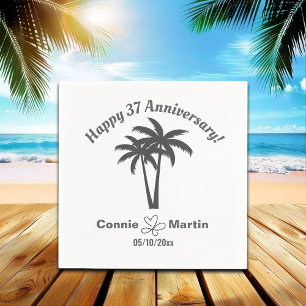 37th Wedding Anniversary Palm Trees Napkins