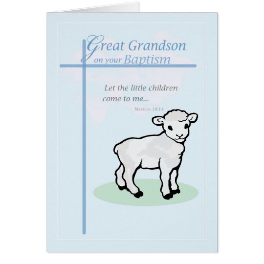 3875 Great Grandson Baptism Boy Lamb Card