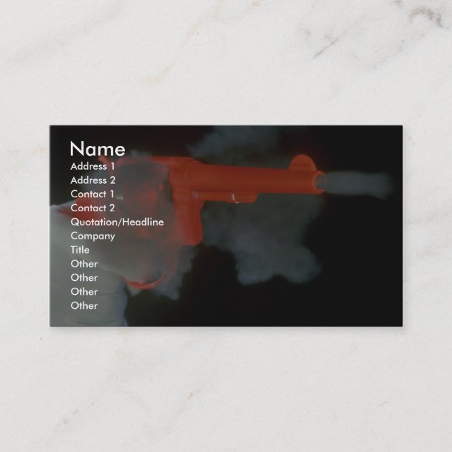 .38-special revolver, firing business card (Front)