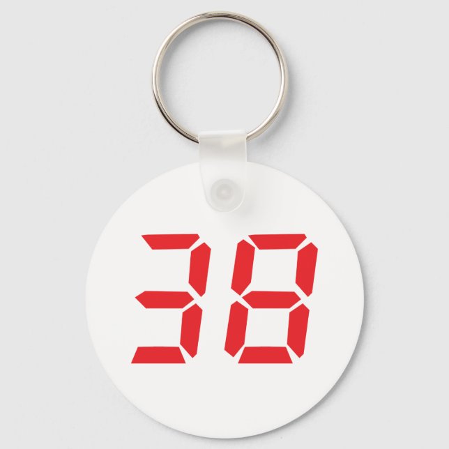 38 thirty-eight red alarm clock digital number keychain (Front)