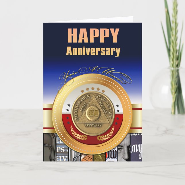 38 Year AA Anniversary Coin You're A Winner Award Card (Front)