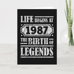 38 Year Old 1987 Birth Of Legend 38th Birthday Card