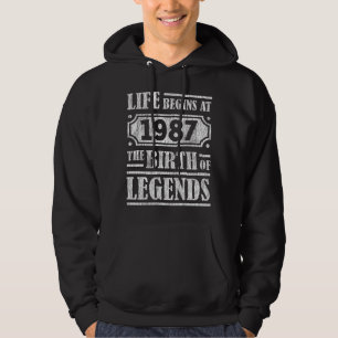 38 Year Old 1987 Birth Of Legend 38th Birthday Hoodie