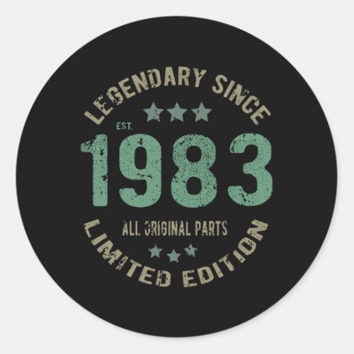 38 Year Old Bday 1983 Legend Since 38th Birthday Classic Round Sticker