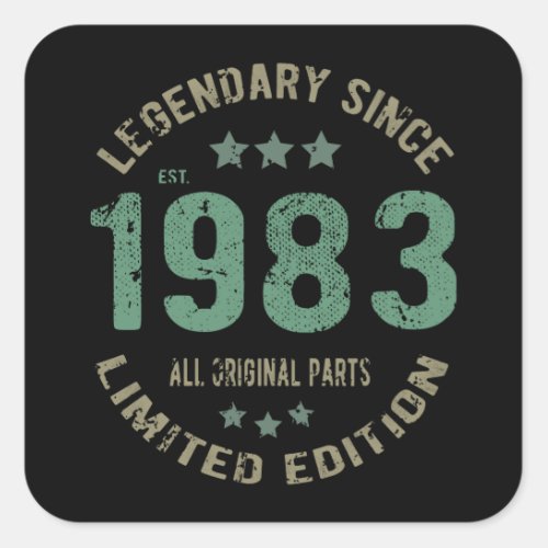 38 Year Old Bday 1983 Legend Since 38th Birthday Square Sticker