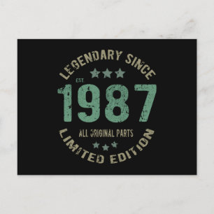 38 Year Old Bday 1987 Legend 38th Birthday Gift Postcard
