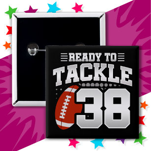 38 Year Old Tackle Football Party 38th Birthday Button
