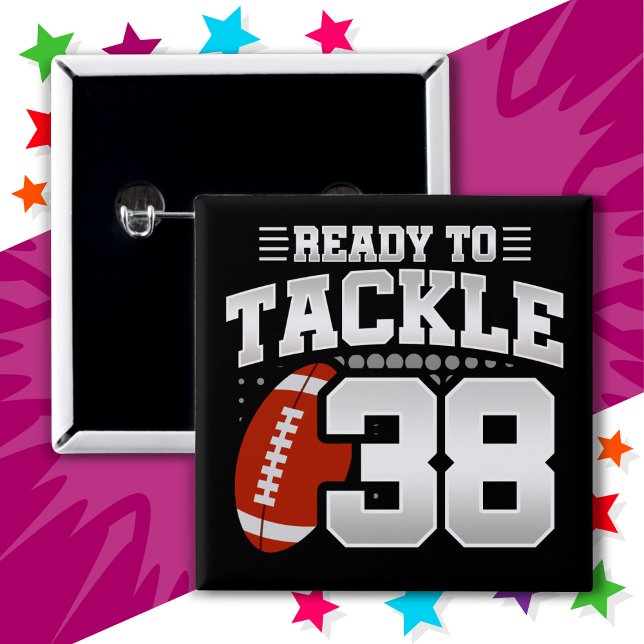 38 Year Old Tackle Football Party 38th Birthday Button (Creator Uploaded)