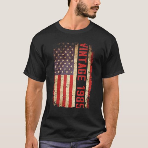 38 Year Old  Vintage 1985 American Flag 38th Birth T_Shirt