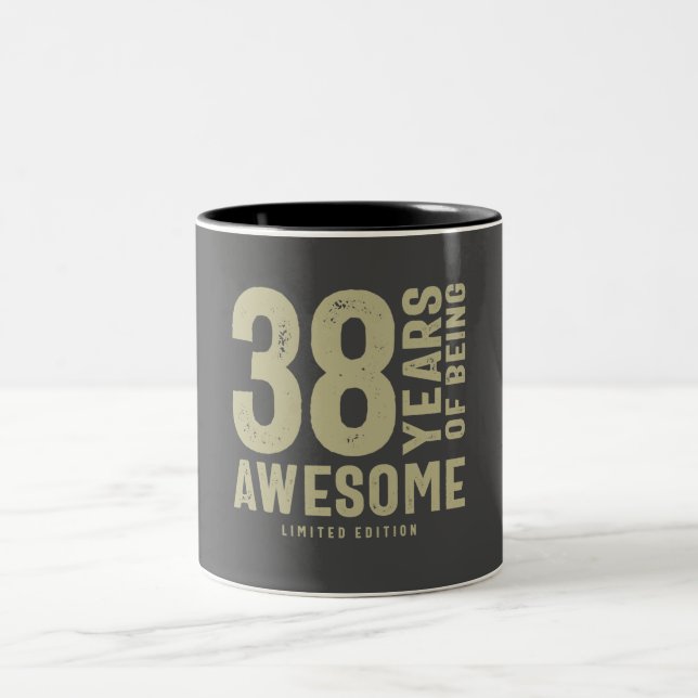38 Years Of Being Awesome 38th Birthday Two-Tone Coffee Mug (Center)