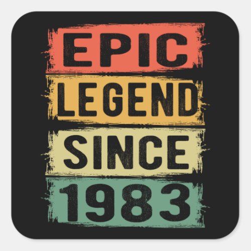 38 Years Old Bday 1983 Epic Legend 38th Birthday Square Sticker
