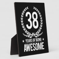 https://rlv.zcache.com/38th_birthday_38_years_of_being_awesome_plaque-r60512e99ca594897b00b906b4fbc726f_arn39_8byvr_200.jpg?rcd=63769633057