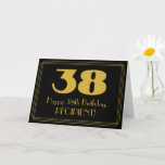 [ Thumbnail: 38th Birthday: Art Deco Inspired Look "38" & Name Card ]